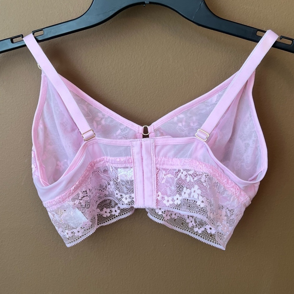 Auden Soft Pink Lace Floral Sheer Bra Bralette Sexy Size M - Picture 2 of 5